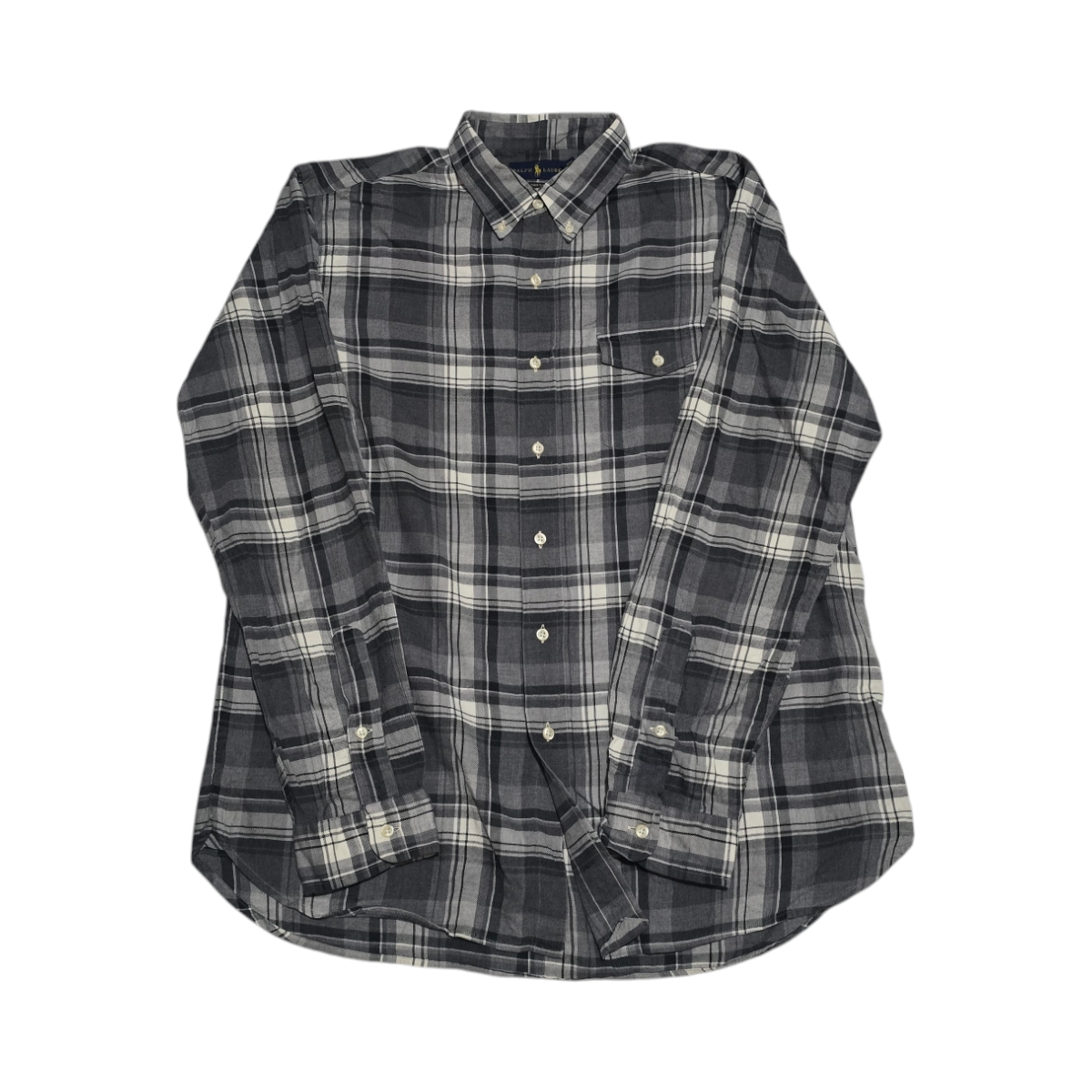 Camisa Ralph Lauren Grande L Cuadro Gris Franela