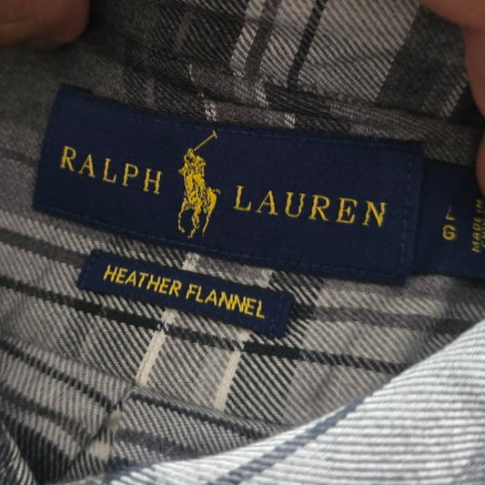 Camisa Ralph Lauren Grande L Cuadro Gris Franela