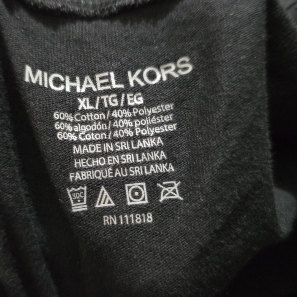 Playera Manga Larga Michael Kors Xgrande Xl Negro