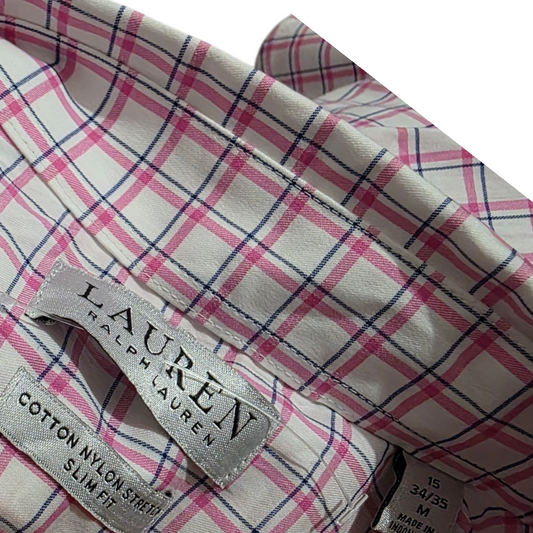 Camisa Ralph Lauren Mediana M Cuadro Rosa Blanco