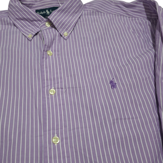 Camisa Ralph Lauren Grande L 16 1/2 Lineas Lila