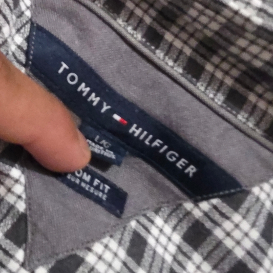 Camisa Tommy Hilfiger Grande L Cuadro Gris