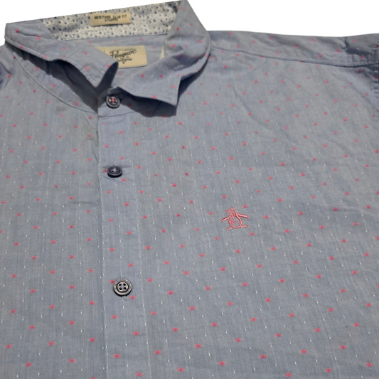 Camisa Slim Fit Penguin Xgrande Xl Azul Claro