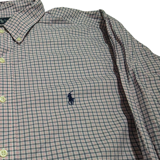 Camisa Ralph Lauren Xxl 18 36-37 Cuadro Rosa Azul