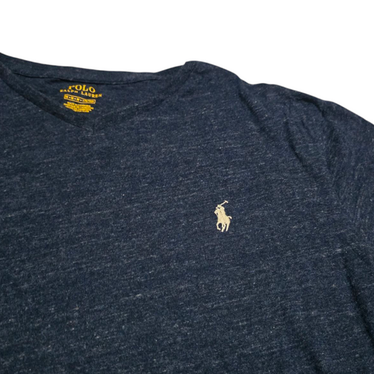 Playera Ralph Lauren Mediana M Azul Pony Blanco
