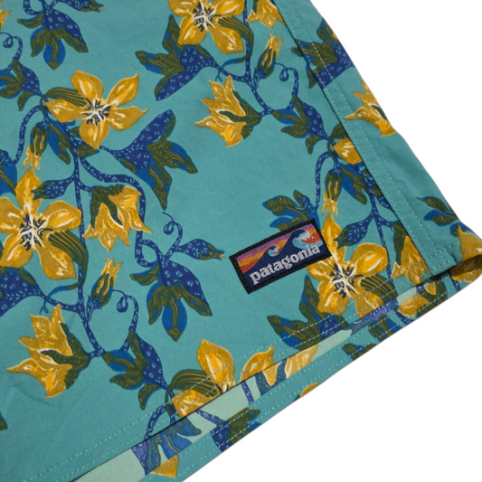 Short Patagonia Talla 8 Azul Con Flores Amarillas