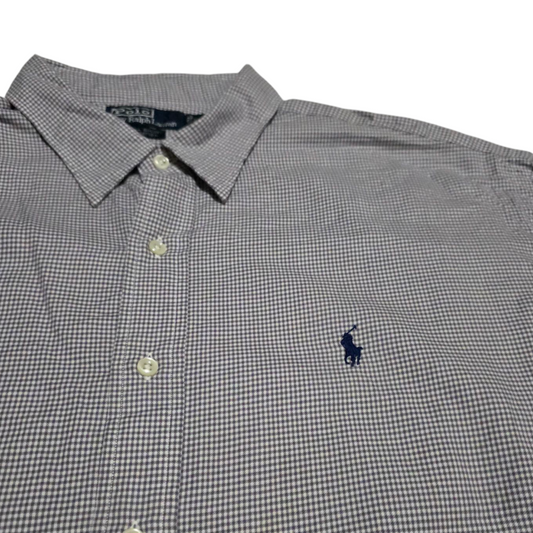 Camisa Manga Corta Ralph Lauren 2xl Cuadros Gris