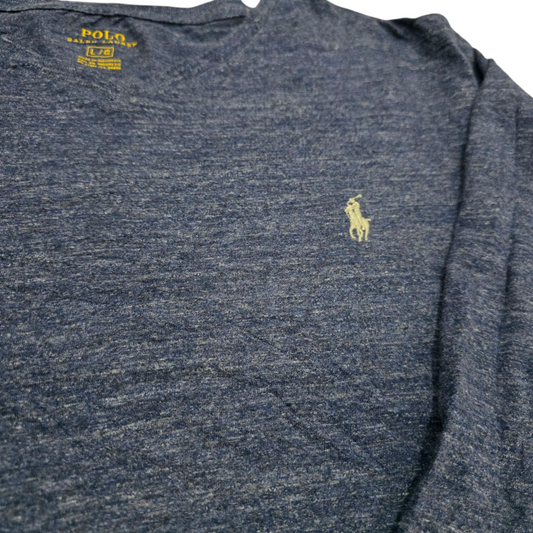 Playera Manga Larga Ralph Lauren Grande L Azul Pony Gris