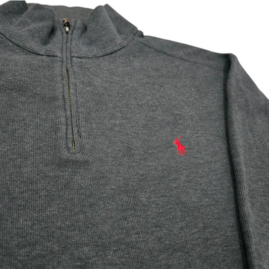 Sueter Ralph Lauren Xgrande Xl Gris Pony Rojo
