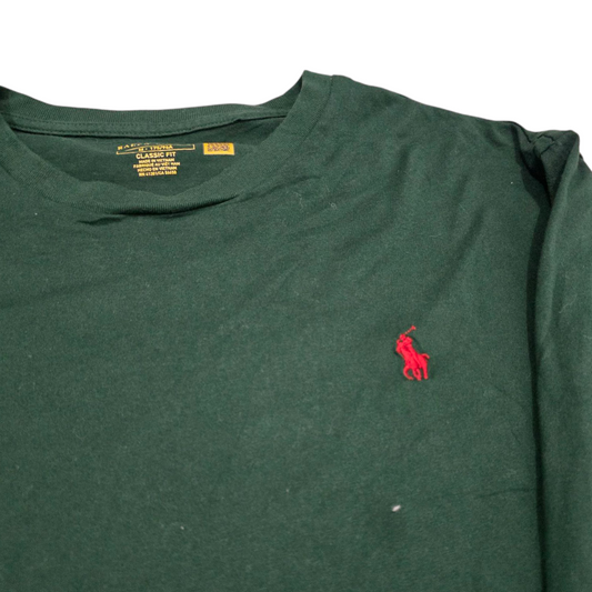 Playera Ralph Lauren Mediana Classic Fit Verde Pony Rojo