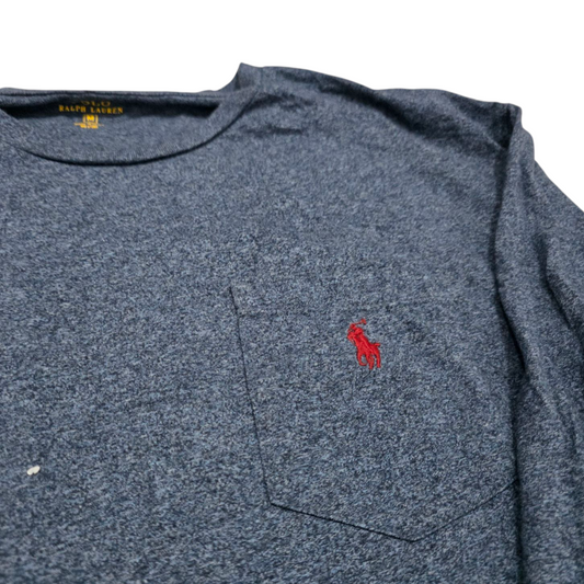 Playera Ralph Lauren Mediana M Azul Manga Larga Pony Rojo