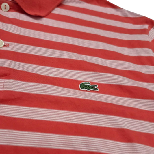 Playera Polo Lacoste Xgrande Fr6 Coral Lineas Regular Fit