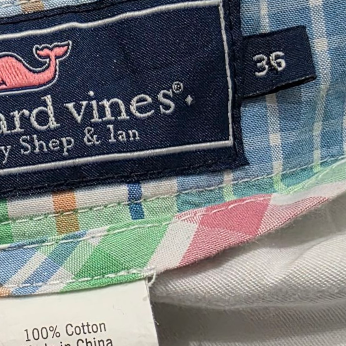 Bermuda Vineyard Vines Talla 36 Cuadro Azul