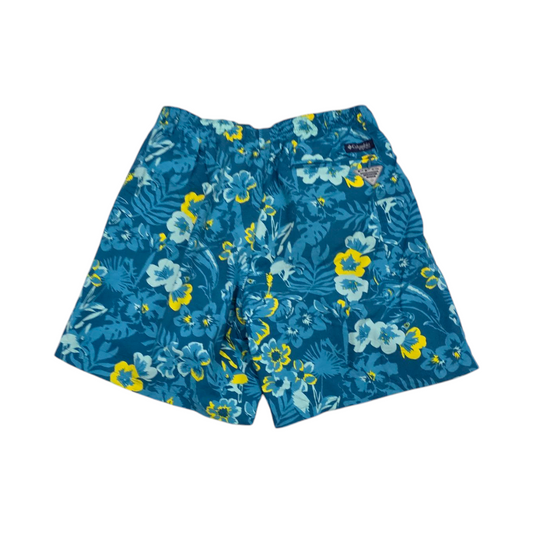 Bermuda Columbia Pfg Mediana M Azul Con Malla Floreado