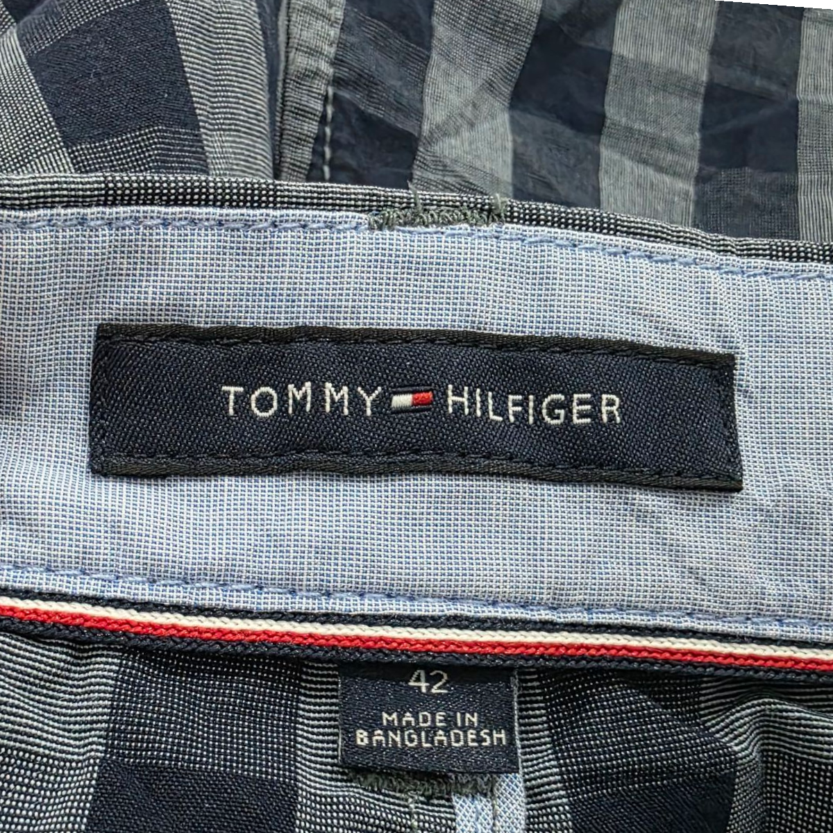 Bermuda Tommy Hilfiger Talla 42 Cuadro Azul Y Gris