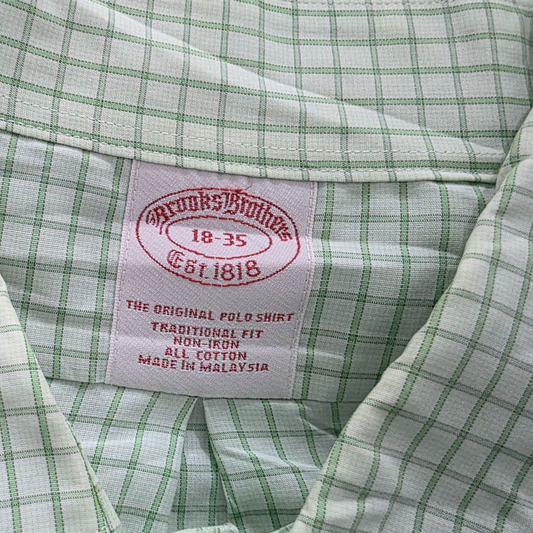 Camisa Brooks Brothers Xxl 18 Verde Cuadros