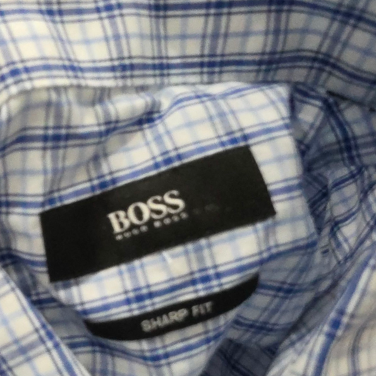 Camisa Hugo Boss Chico S Cuadros Azul Blanco