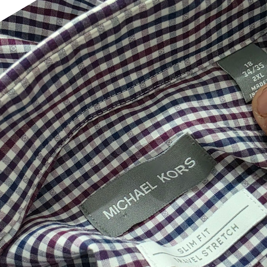 Camisa Michael Kors 2xl Cuadros Morado Azul