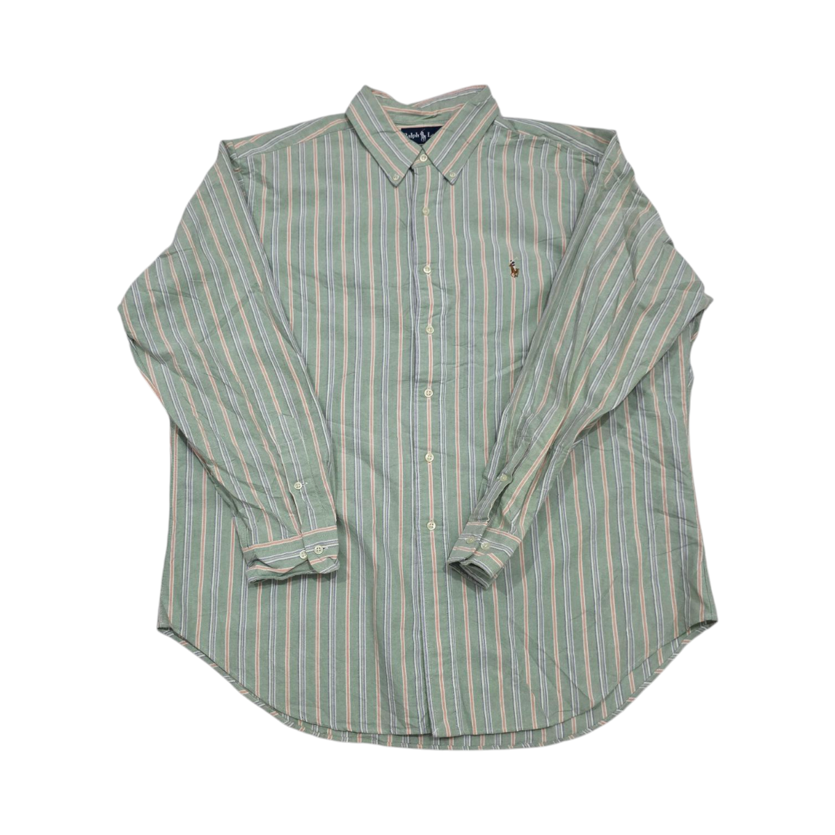 Camisa Ralph Lauren Xgrande Xl 17 1/2 Lineas Verde Rosa