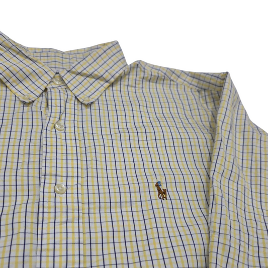 Camisa Ralph Lauren Grande L 16 1/2 Amarillo Cuadros