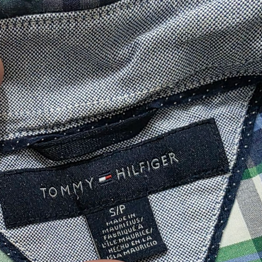 Camisa Tommy Hilfiger Chico S Cuadros Verde Azul