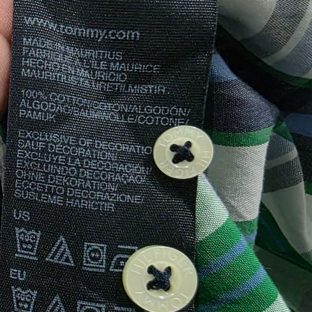 Camisa Tommy Hilfiger Chico S Cuadros Verde Azul