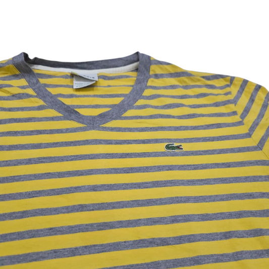 Playera Lacoste Xgrande Xl Fr 6 Amarillo Lineas Gris
