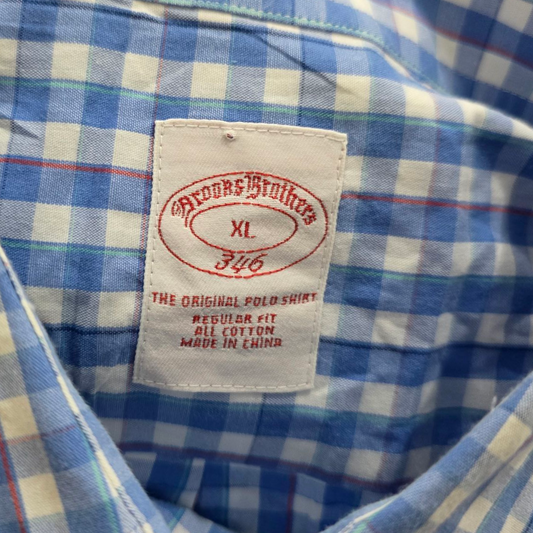 Camisa Brooks Brothers Xgrande Xl Cuadros Azul Claro Blanco