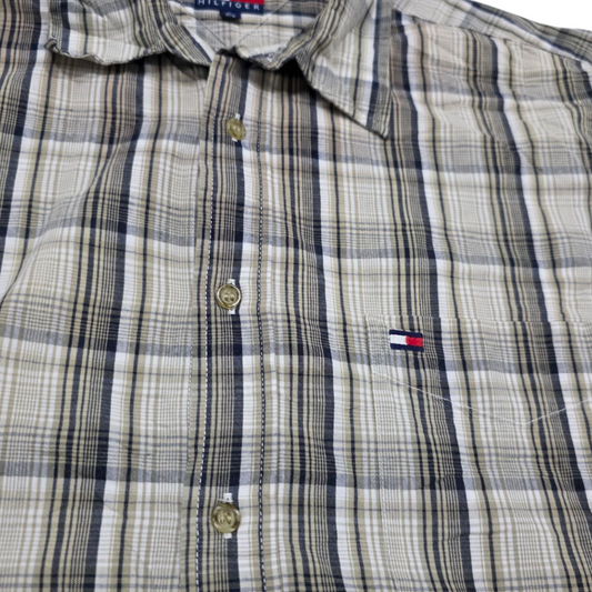 Camisa Manga Corta Tommy Hilfiger Grande L Cuadros Cafe