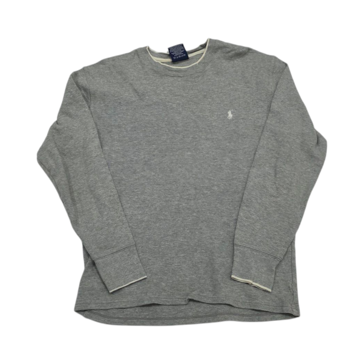 Playera Manga Larga Ralph Lauren Chico S Gris Pony Blanco