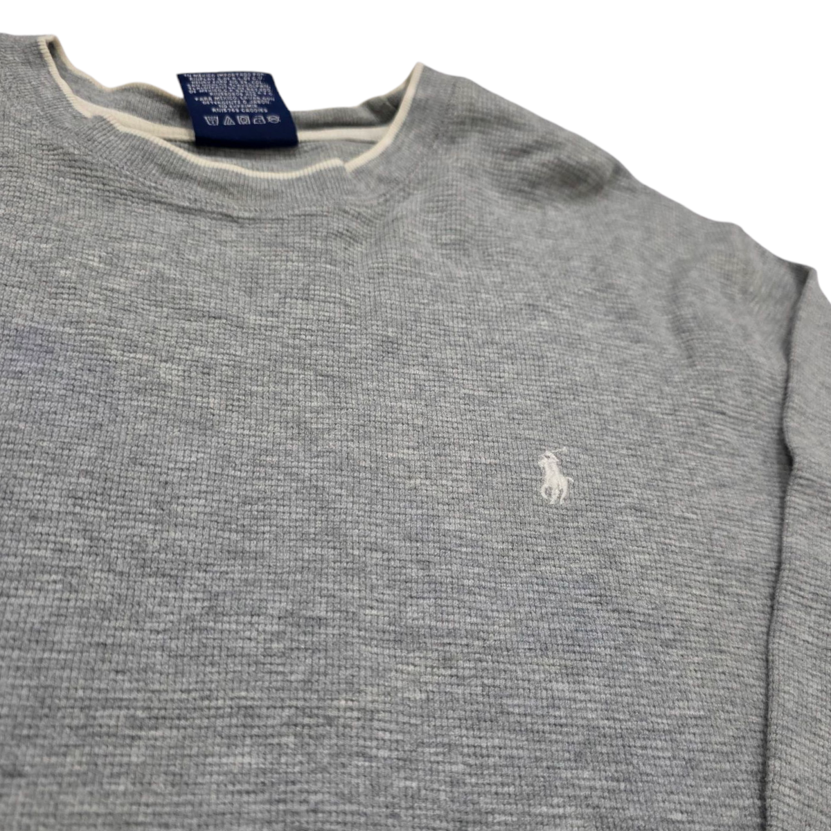 Playera Manga Larga Ralph Lauren Chico S Gris Pony Blanco