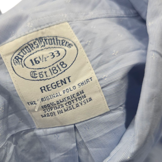 Camisa Brooks Brothers Grande L 16 1/2 33 Regent Azul Claro