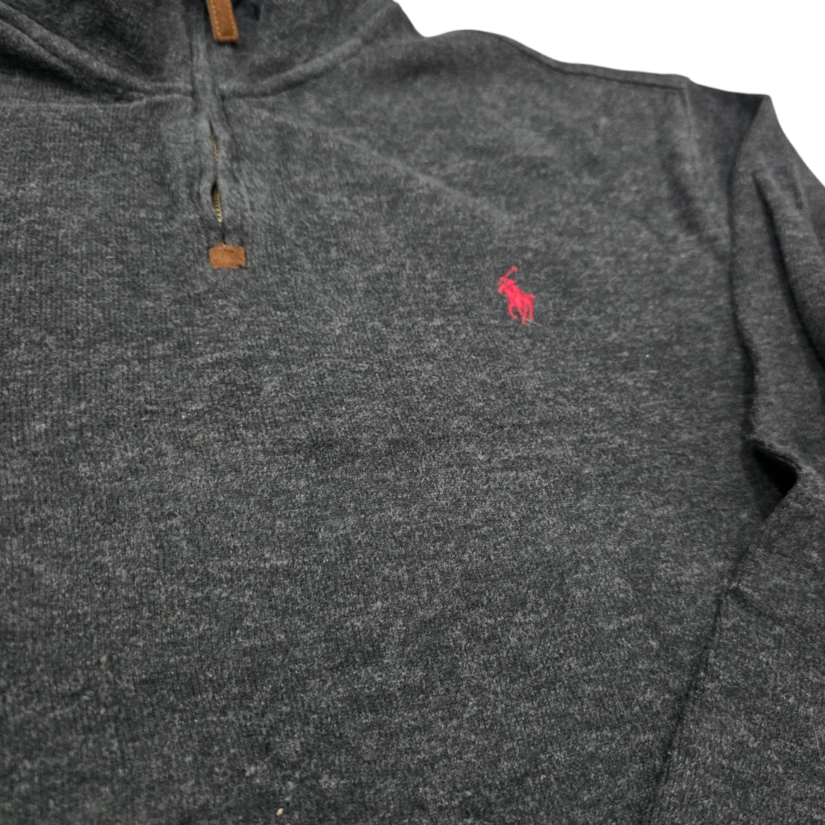 Sueter Ralph Lauren Grande L Gris Oscuro Pony Rojo
