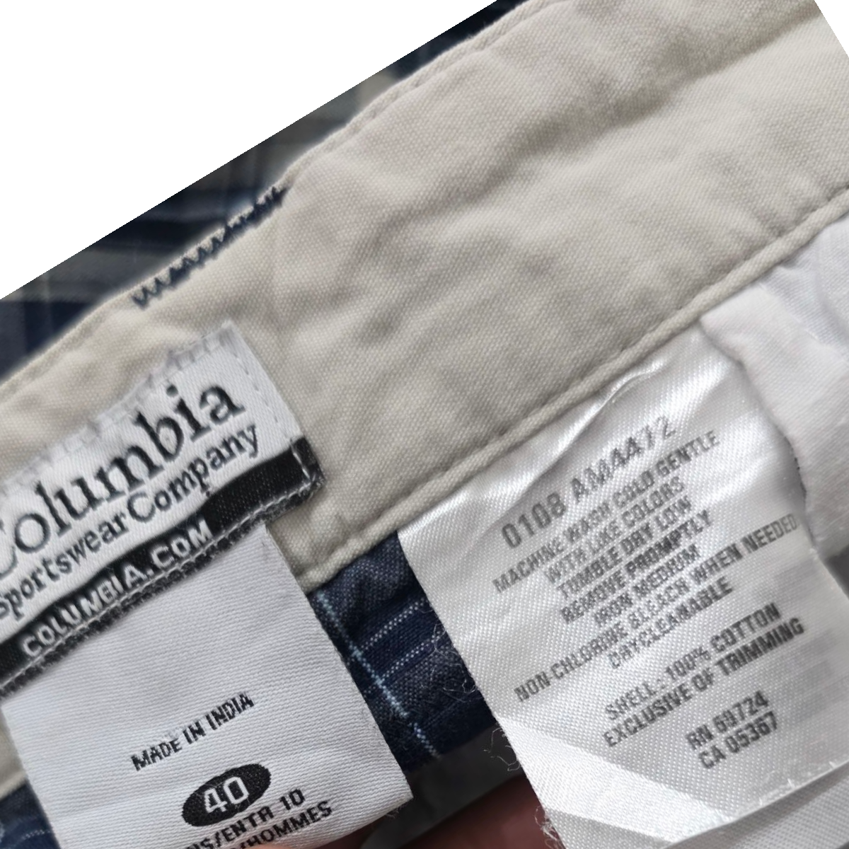 Bermuda Columbia Talla 40 Cuadro Gris Y Azul