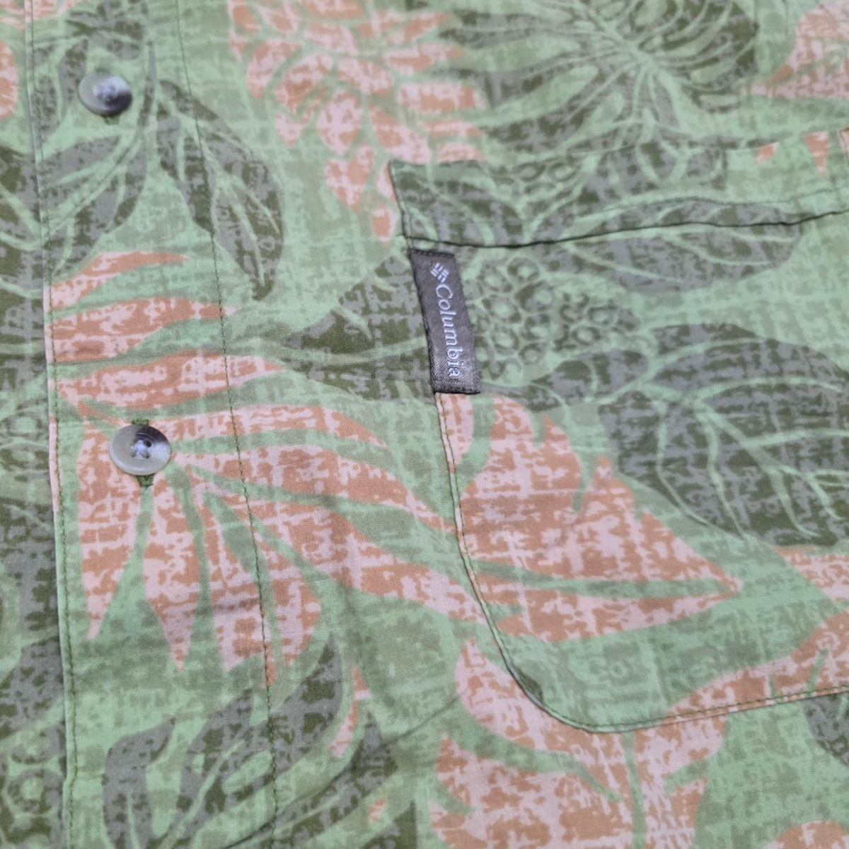 Camisa Manga Corta Columbia Xgrande Xl Verde Hojas