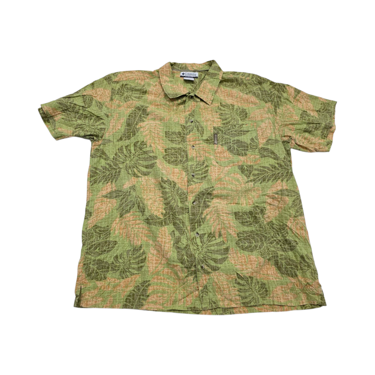 Camisa Manga Corta Columbia Xgrande Xl Verde Hojas