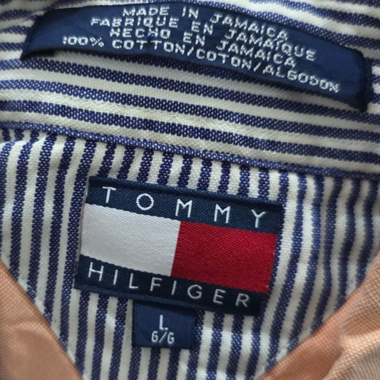 Camisa Manga Corta Vintage Tommy Hilfiger Grande L Naranja