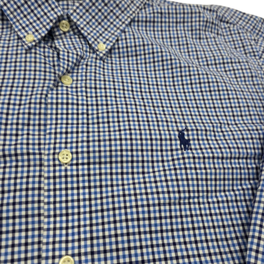 Camisa Ralph Lauren Xgrande Xl Cuadro Azul Y Blanco