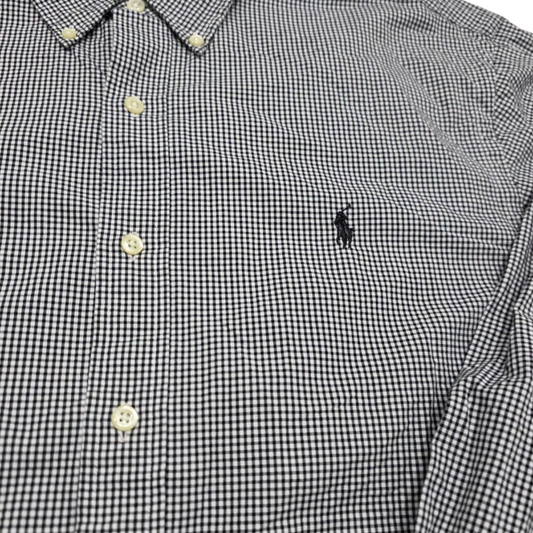 Camisa Ralph Lauren Xgrande Xl Slimfit Cuadro Negro Y Blanco