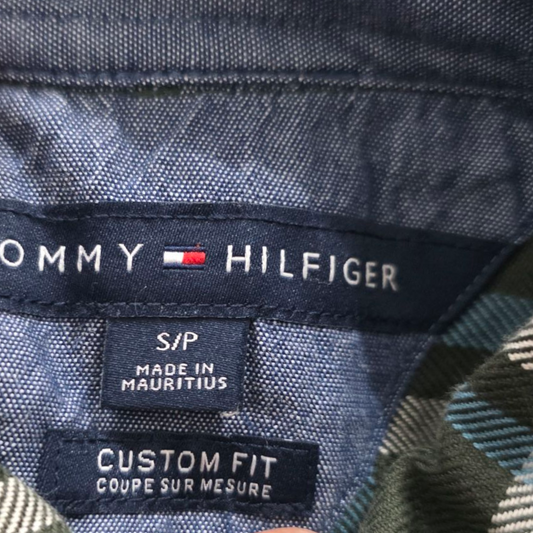 Camisa Tommy Hilfiger Chico S Verde Cuadros Custom Fit
