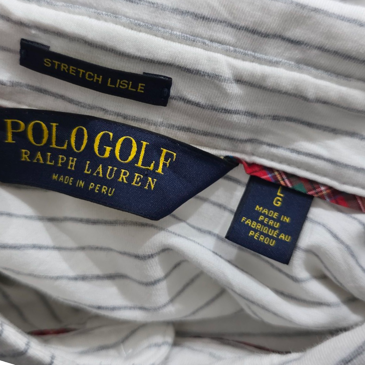 Playera Polo Ralph Lauren Grande L Gris Lineas Stretch Lile