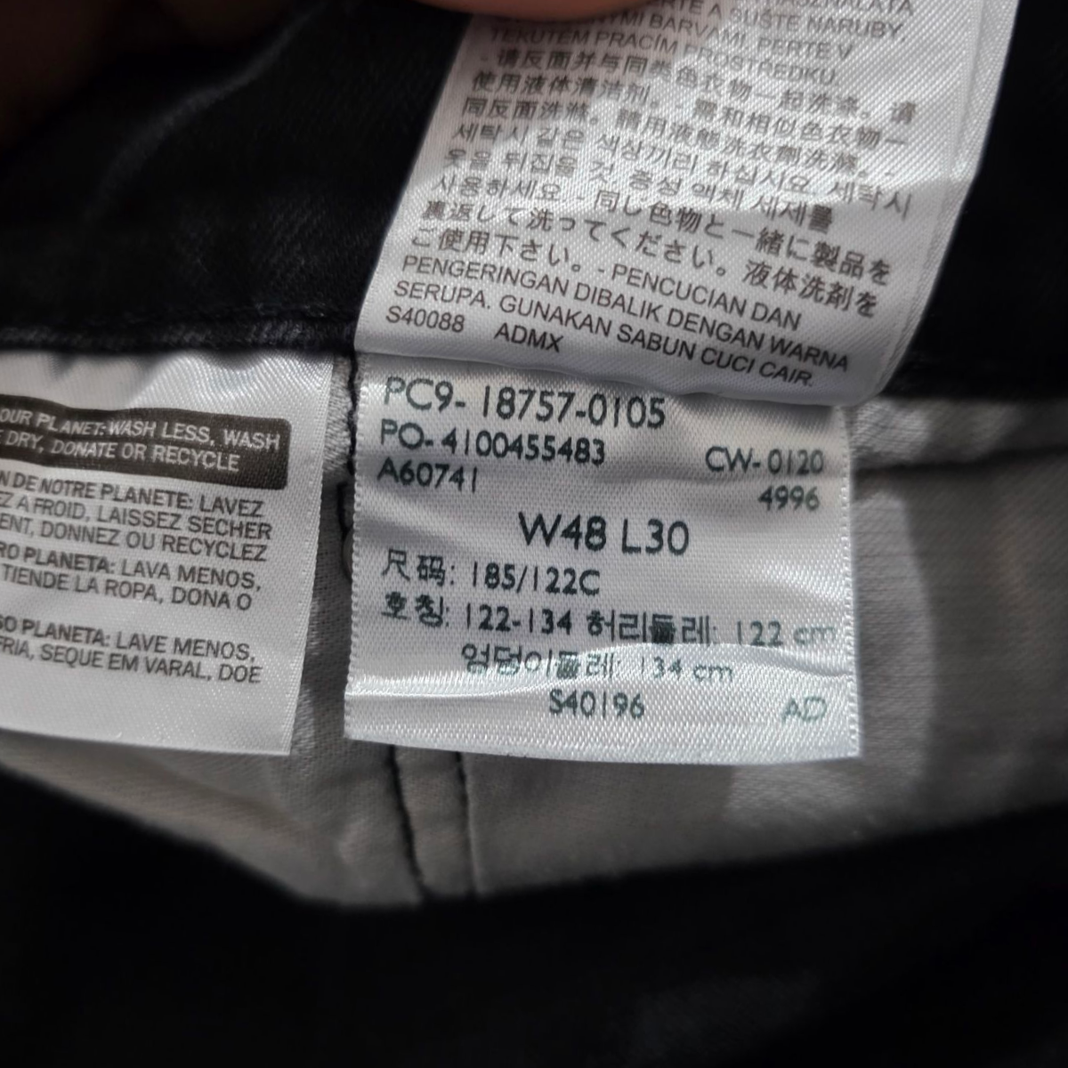 Pantalon Levis 541 48x30 Negro Deslavado