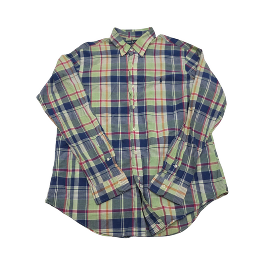 Camisa Custom Fit Ralph Lauren Xgrande Xl Cuadro Verde Azul
