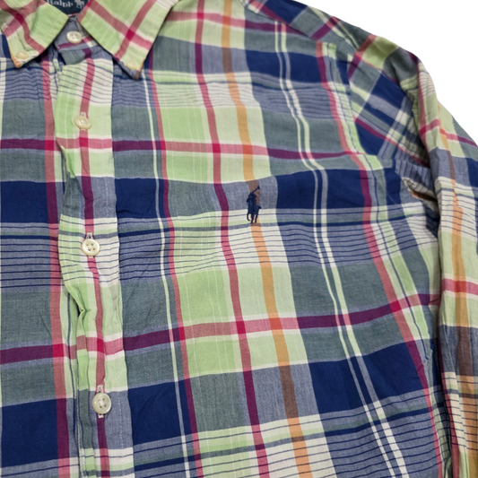 Camisa Custom Fit Ralph Lauren Xgrande Xl Cuadro Verde Azul