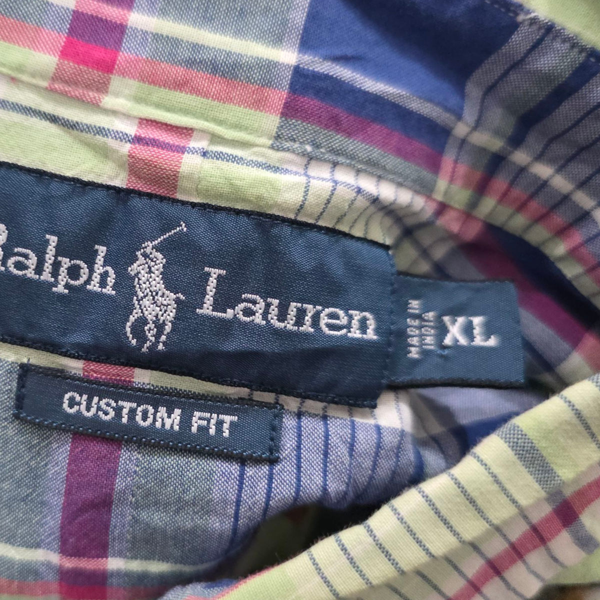 Camisa Custom Fit Ralph Lauren Xgrande Xl Cuadro Verde Azul