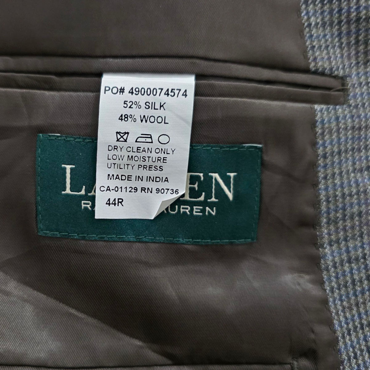 Saco Ralph Lauren 44r Cuadro Gris Y Azul