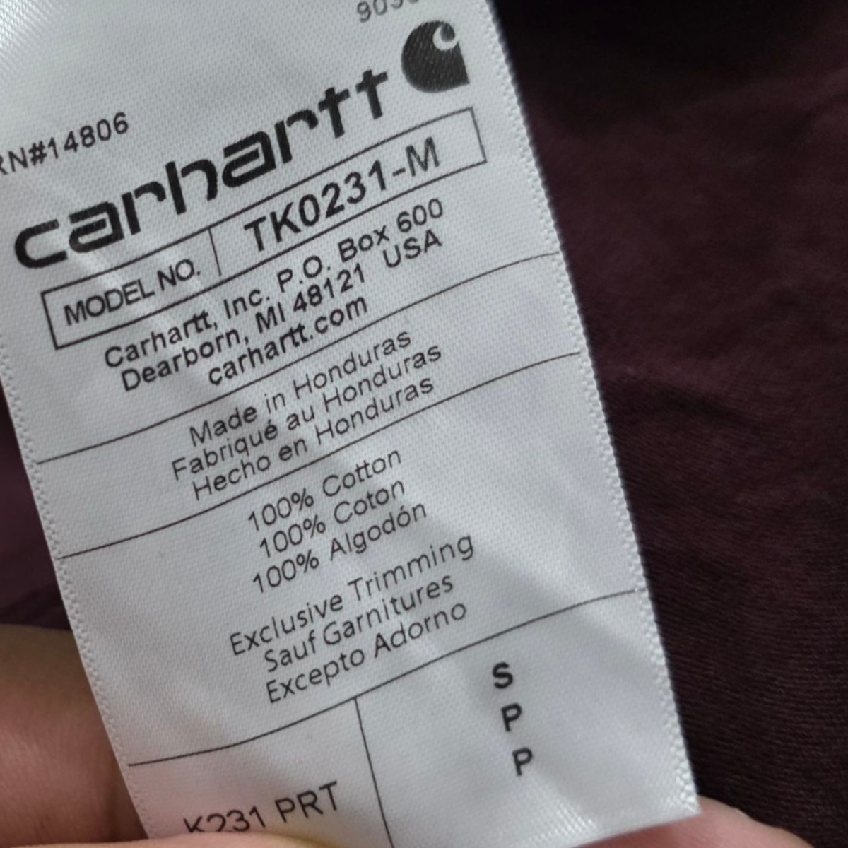 Playera Manga Larga Carhartt Chico S Loose Fit Vino