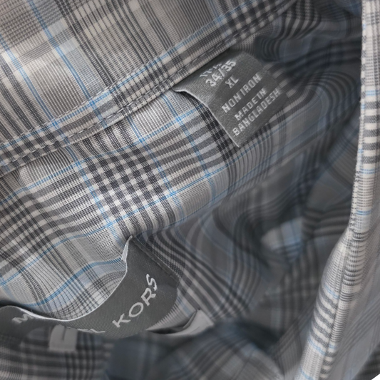 Camisa Michael Kors Xgrande Xl 17 1/2 34-35 Cuadro Gris