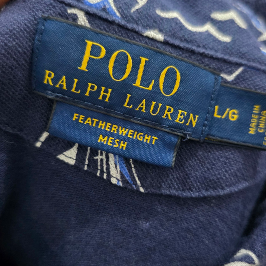 Playera Polo Ralph Lauren Grande L Featherweight Mesh Azul
