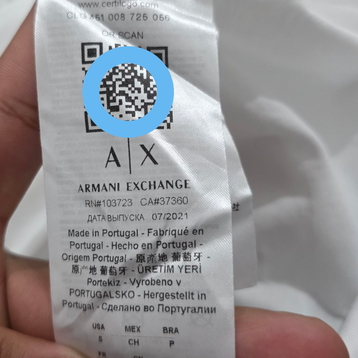Playera Manga Larga Armani Exchange Chico S Blanca